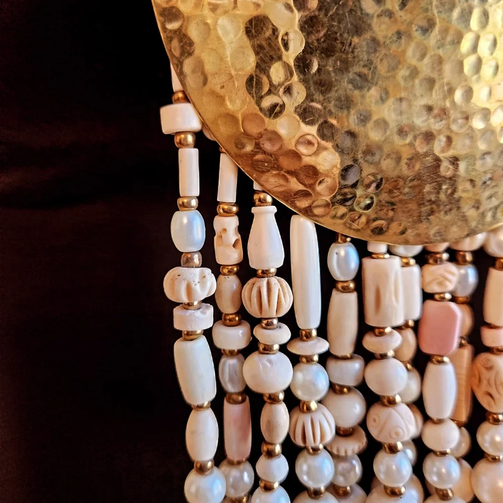 Neutral Beaded Statement Necklace with Bold Medallion ๐ - Picture 16 of 17